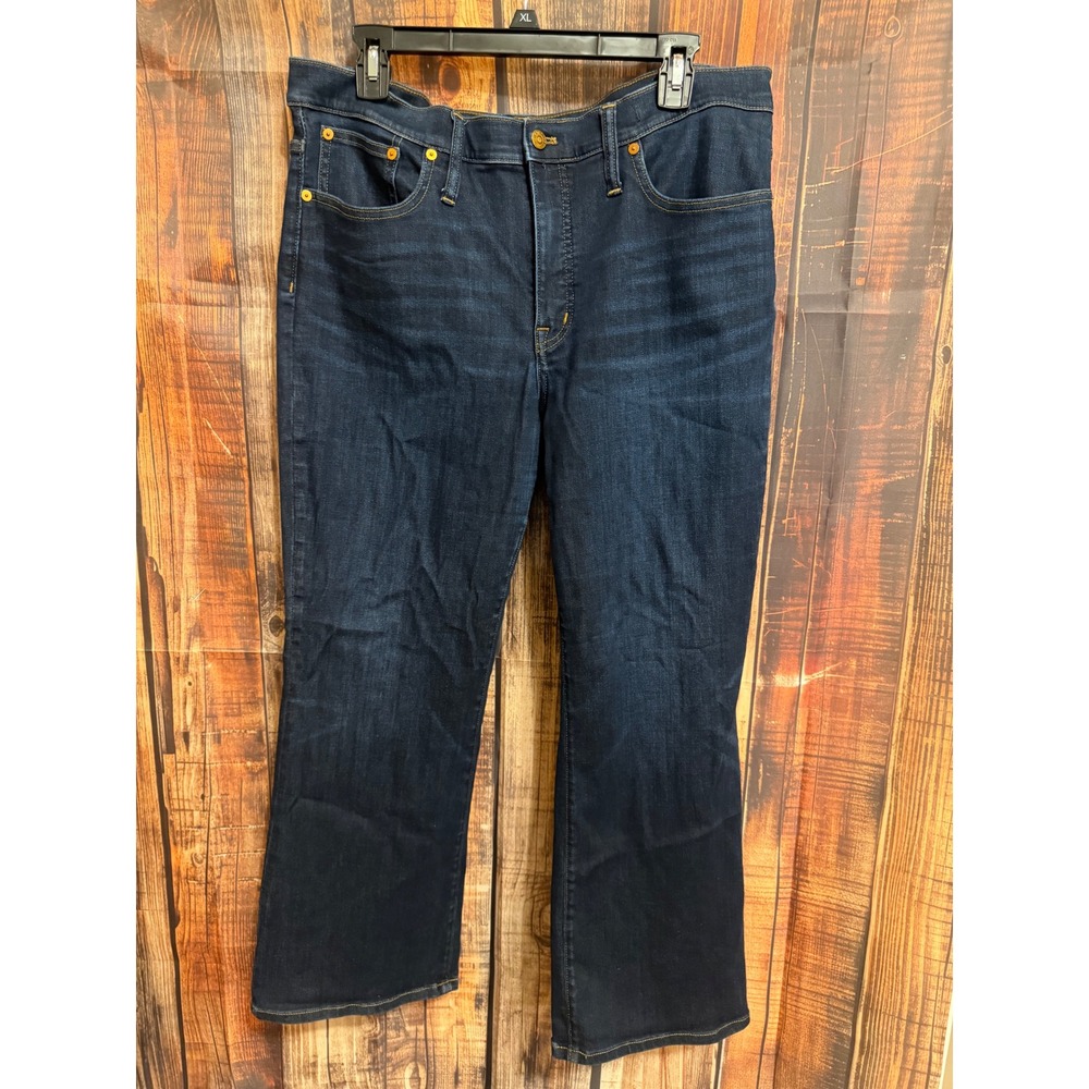 Madewell Cali Demi-Boot Jeans Dark Indigo Blue High Rise DM1512 Womens 32